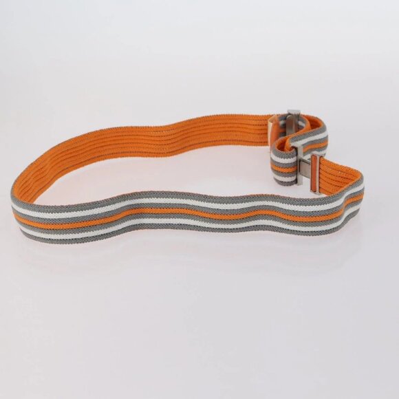 HERMES Suspenders Belt Canvas Leather 2 Set Orange Auth bs29192 main image 10